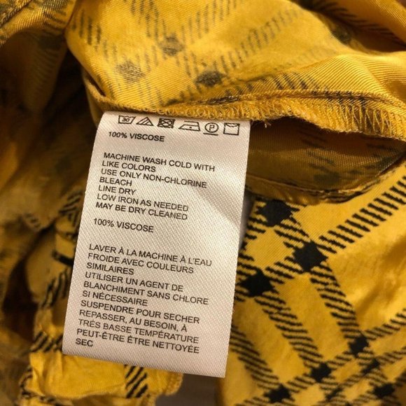 Urban Outfitters Kristen Square Neckline Dress Small Plaid Ruffles Yellow Black - Picture 5 of 5